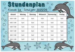 Vorschau - Anderer Materialtyp - Stundenplan (editierbar) Klassentier "Delfin" - Delfinklasse - Seite 3