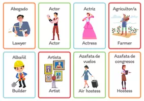 Vista previa - Tarjetas / Manipulativos - Flashcards profesiones ingles / español - página 1