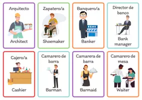 Vista previa - Tarjetas / Manipulativos - Flashcards profesiones ingles / español - página 2