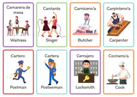 Vista previa - Tarjetas / Manipulativos - Flashcards profesiones ingles / español - página 3