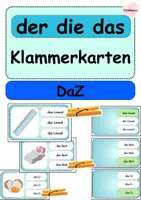 Vorschau - Aufgabenkarten - Der Die Das: Klammerkarten zum Artikel-Training | DaZ 1./2. Klasse - Deckblatt