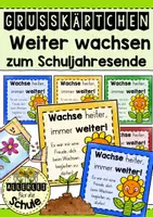 Vorschau - Anderer Materialtyp - Grußkärtchen zum Schuljahresende | Weiter wachsen – Feriengruß für Schüler - Deckblatt