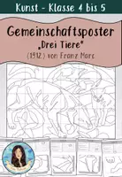 Vorschau - Arbeitsblätter - Gemeinschaftsbild / Kooperatives Poster - "Drei Tiere" von Franz Marc - Deckblatt
