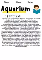 Vorschau - Mal- und Bastelvorlagen - Aquarium - Leseverstehen und Wortschatz - DaZ/DaF, Deutsch, Sachunterricht - Seite 1