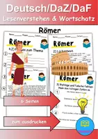 Vorschau - Mal- und Bastelvorlagen - Römer - Leseverstehen und Wortschatz - DaZ/DaF, Deutsch, Sachunterricht - Deckblatt