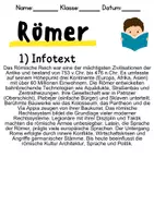 Vorschau - Mal- und Bastelvorlagen - Römer - Leseverstehen und Wortschatz - DaZ/DaF, Deutsch, Sachunterricht - Seite 1