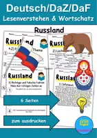 Vorschau - Mal- und Bastelvorlagen - Russland - Leseverstehen und Wortschatz - DaZ/DaF, Deutsch, Sachunterricht - Deckblatt