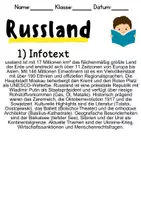 Vorschau - Mal- und Bastelvorlagen - Russland - Leseverstehen und Wortschatz - DaZ/DaF, Deutsch, Sachunterricht - Seite 1