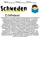 Vorschau - Mal- und Bastelvorlagen - Schweden - Leseverstehen und Wortschatz - DaZ/DaF, Deutsch, Sachunterricht - Seite 1