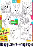 Aperçu - Feuilles d'exercices - Happy Easter Coloring Illustrations. - Page de couverture
