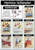 Vorschau - Mal- und Bastelvorlagen - Maritime Stiftehalter - Upycycling Bastelvorlagen Sommer, Sonne, Strand und Meer - Seite 1