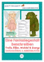 Vorschau - Arbeitsblätter - Eine Fantasiegestalt beschreiben: Trolle, Elfen, Wichtel & Zwerge. erweiterte Personenbeschreibung - Deckblatt