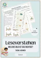 Vorschau - Stationenlernen - Leseverstehen: Welches Bild ist das Richtige?-Wohnen - Deckblatt