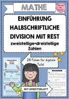 Vorschau - Arbeitsblätter - Einführung halbschriftliche Division mit Rest PDF+Arbeitsblatt - Deckblatt