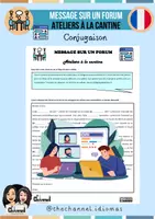 Vista previa - Hojas de trabajo - MESSAGE SUR UN FORUM – ATELIERS À LA CANTINE (Conjugaison) - Portada