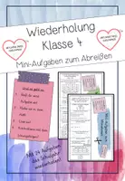 Vorschau - Aufgabenkarten - Wiederholung Mathe Klasse 4 - Miniaufgaben / Abreißaufgaben - Deckblatt