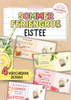 Vorschau - Mal- und Bastelvorlagen - Feriengruß Sommerferien: Eistee - Deckblatt