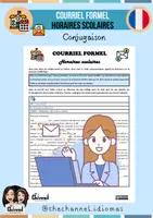 Vista previa - Hojas de trabajo - COURRIEL FORMEL – HORAIRES SCOLAIRES (Conjugaison) - Portada