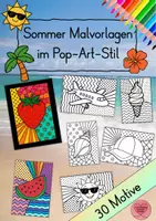 Vorschau - Mal- und Bastelvorlagen - Sommer Malvorlagen im Pop-Art-Stil - Deckblatt