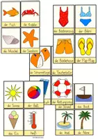 Vorschau - Arbeitsblätter - Strand-Paket: Bildkarten, Lesen, Schreiben & Rechnen mit bunten Strandmotiven⛱☀️ 1./2. Klasse 🦀 - Deckblatt
