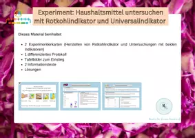 Vorschau - Arbeitsblätter - Experiment: Herstellung und Untersuchungen mit Rotkohlindikator - Deckblatt