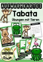 Vorschau - Bildkarten - Aufwärmkartei Sport Grundschule – Tabata mit Tierübungen (Bewegungsspiel, Bildkarten) - Deckblatt