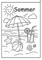 Vorschau - Mal- und Bastelvorlagen - Ausmalbild „Sommer“ - Seite 1