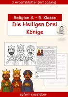 Vorschau - Arbeitsblätter - Die Heiligen Drei Könige (3 Arbeitsblätter mit Lösung) - Deckblatt