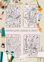 Voorbeeld - Kleurplaten: thema muziek en kunst - Voorblad