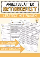 Vorschau - Arbeitsblätter - Oktoberfest Leseverstehen und Wortschatz DaZ Arbeitsblätter mit Lösungen - Deckblatt
