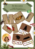 Vorschau - Spiele - Spiele Set: Wiesentiere Symmetriepuzzle + Klammerkarten - Deckblatt