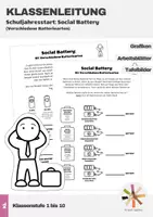 Vorschau - Mal- und Bastelvorlagen - Klassenleitung: Schuljahresstart - Social Battery (Verschiedene Batteriearten) - Deckblatt