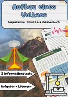 Vorschau - Arbeitsblätter - Aufbau eines Vulkans – Magmakammer, Schlot, Lava - Deckblatt
