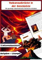 Vorschau - Arbeitsblätter - Vulkanausbrüche in der Geschichte: Pompeji, Krakatau, Mount St. - Deckblatt