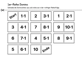 Vorschau - Spiele - 1er-Reihe Mathe Domino (Einmaleins Spiel) - Seite 1