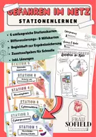 Vorschau - Arbeitsblätter - Gefahren im Netz - Stationenlernen - Arbeitsheft - Deckblatt