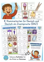 Vista previa - Unidades / Secuencias / Situaciones de Aprendizaje - Alemán Deutsch Gegenteile Alemán Klammerkarten opuestos - página 1