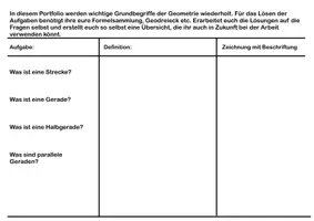 Vorschau - Arbeitsblätter - Wiederholung geometrischer Grundbegriffe der Sekundarstufe - Seite 1