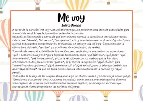 Vista previa - Hojas de trabajo - A1_Me_voy_Julieta_Venegas_expresar_emociones - página 1