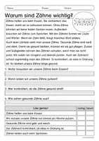 Vorschau - Arbeitsblätter - Lesen & Verstehen - Meine Zähne (Klasse 1-2) - Seite 1