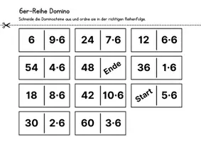 Vorschau - Arbeitsblätter - 6er-Reihe Einmaleins Domino (Mathe Spiel Klasse 2-3) - Seite 1