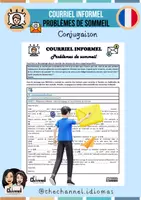 Vista previa - Hojas de trabajo - COURRIEL INFORMEL – PROBLÈMES DE SOMMEIL (Conjugaison) - Portada