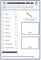 Vorschau - Spiele - Lesespaziergang Buchstabe Qu qu Deutsch 1. Klasse 2. Klasse differenziert - Seite 1
