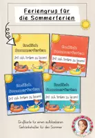 Vorschau - Mal- und Bastelvorlagen - Sommerferien-Grußkärtchen Flamingo | Abschied zum Schuljahresende - Deckblatt