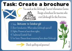 Vorschau - Mal- und Bastelvorlagen - Englisch Creative Learning Task - Brochure about Edinburgh - Seite 1