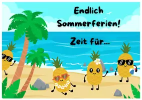 Vorschau - Mal- und Bastelvorlagen - Feriengruß mit Sommeraktivitäten für Schüler:innen - Deckblatt