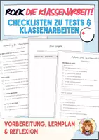 Vorschau - Arbeitsblätter - Vorbereitung Klassenarbeit und Tests: Checklisten, Vorlage Lernplan und Reflexion - Deckblatt