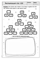 Vorschau - Arbeitsblätter - Rechenmauern bis 100 - Deckblatt