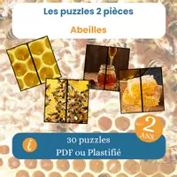 Aperçu - Apprentissages en autonomie - Les puzzles 2 pièces carré - abeilles - Page de couverture