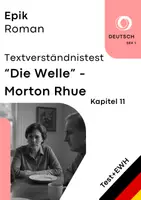 Vorschau - Arbeitsblätter - Die Welle (Morton Rhue) – Kapitel 11: Textverständnistest mit Lösung - Deckblatt